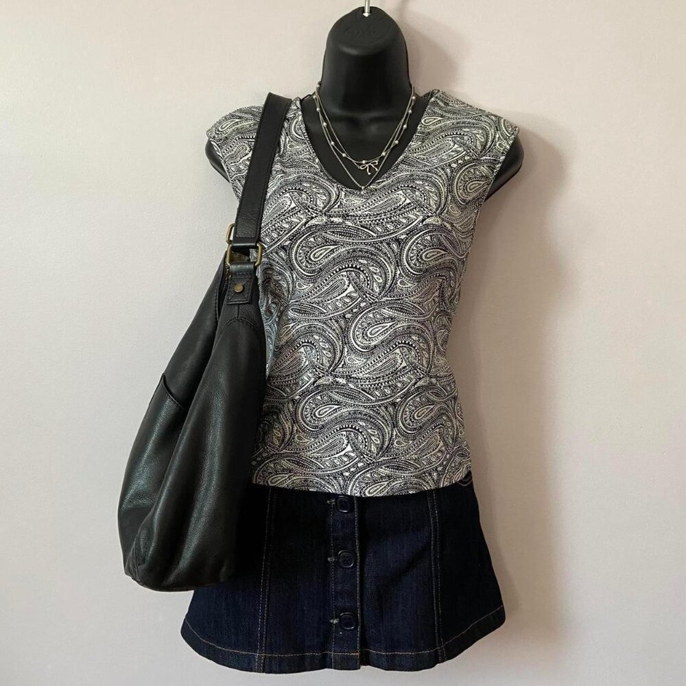 y2k the limited gray and black paisley whimsygoth baby tee